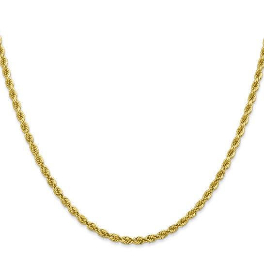 Cadena de Cuerda de Oro Amarillo 10K de 2.75 mm con Corte Diamante - 26 Pulgadas