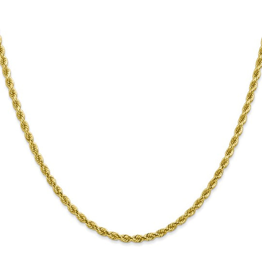 Cadena de Oro Amarillo de 10K – 2.75 mm, Cuerda con Corte Diamante