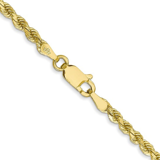 Cadena de Oro Amarillo de 10K – 2.75 mm, Cuerda con Corte Diamante