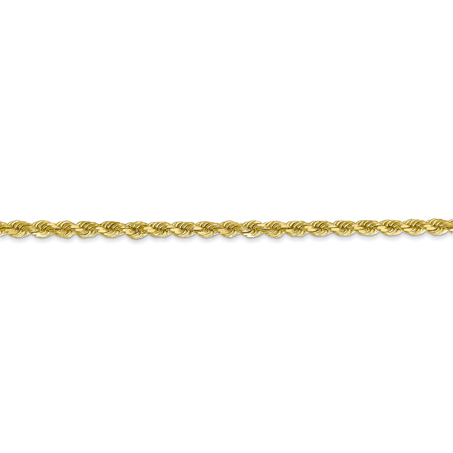 Cadena de Cuerda de Oro Amarillo 10K de 2.75 mm con Corte Diamante - 26 Pulgadas