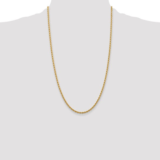Cadena de Oro Amarillo de 10K – 2.75 mm, Cuerda con Corte Diamante