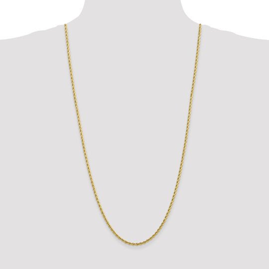 30 Inch 2.75mm 10K Yellow Gold Diamond Cut Rope Chain