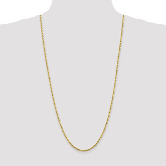 Cadena de Cuerda de Oro Amarillo 10K de 30 Pulgadas y 2.75 mm con Corte de Diamante