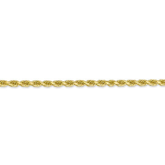 Cadena de Oro Amarillo de 10K – Tipo Soga de 3 mm con Corte Diamante y Broche Langosta