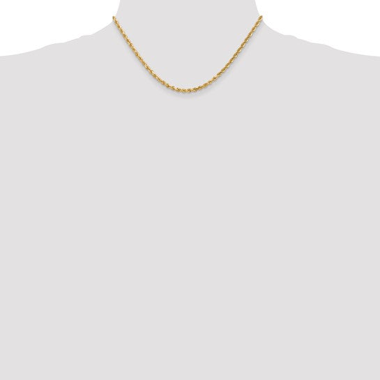 10K Yellow Gold 16 Inch 3mm Rope Chain with Lobster Clasp