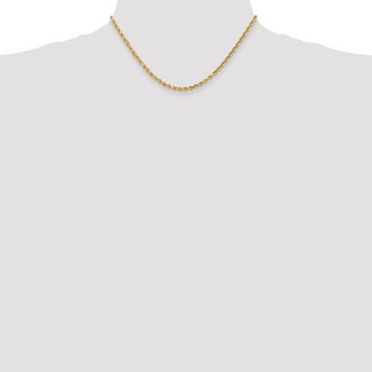 10K Yellow Gold 16 Inch 3mm Rope Chain with Lobster Clasp