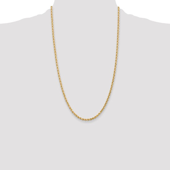 Cadena de Cuerda de 10k, 3mm con Corte Diamante