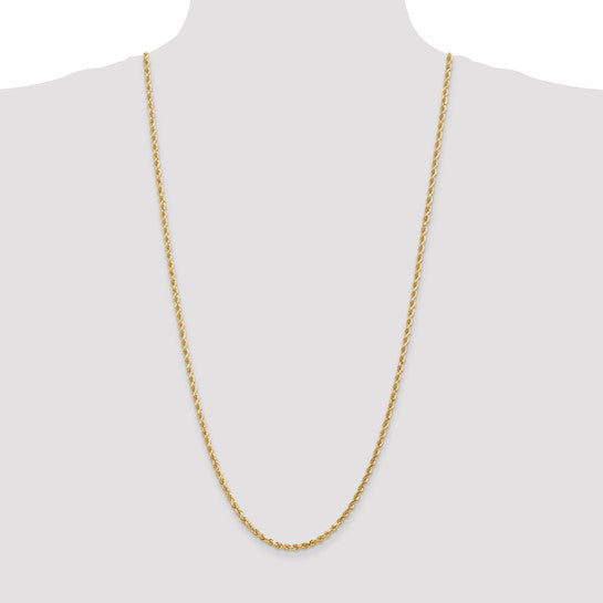Cadena de Oro Amarillo de 10K – Tipo Soga de 3 mm con Corte Diamante y Broche Langosta