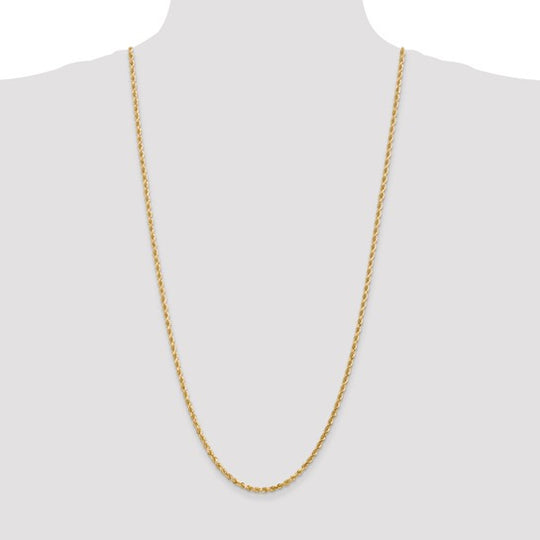 Cadena de Oro Amarillo de 10K – Tipo Soga de 3 mm con Corte Diamante y Broche Langosta
