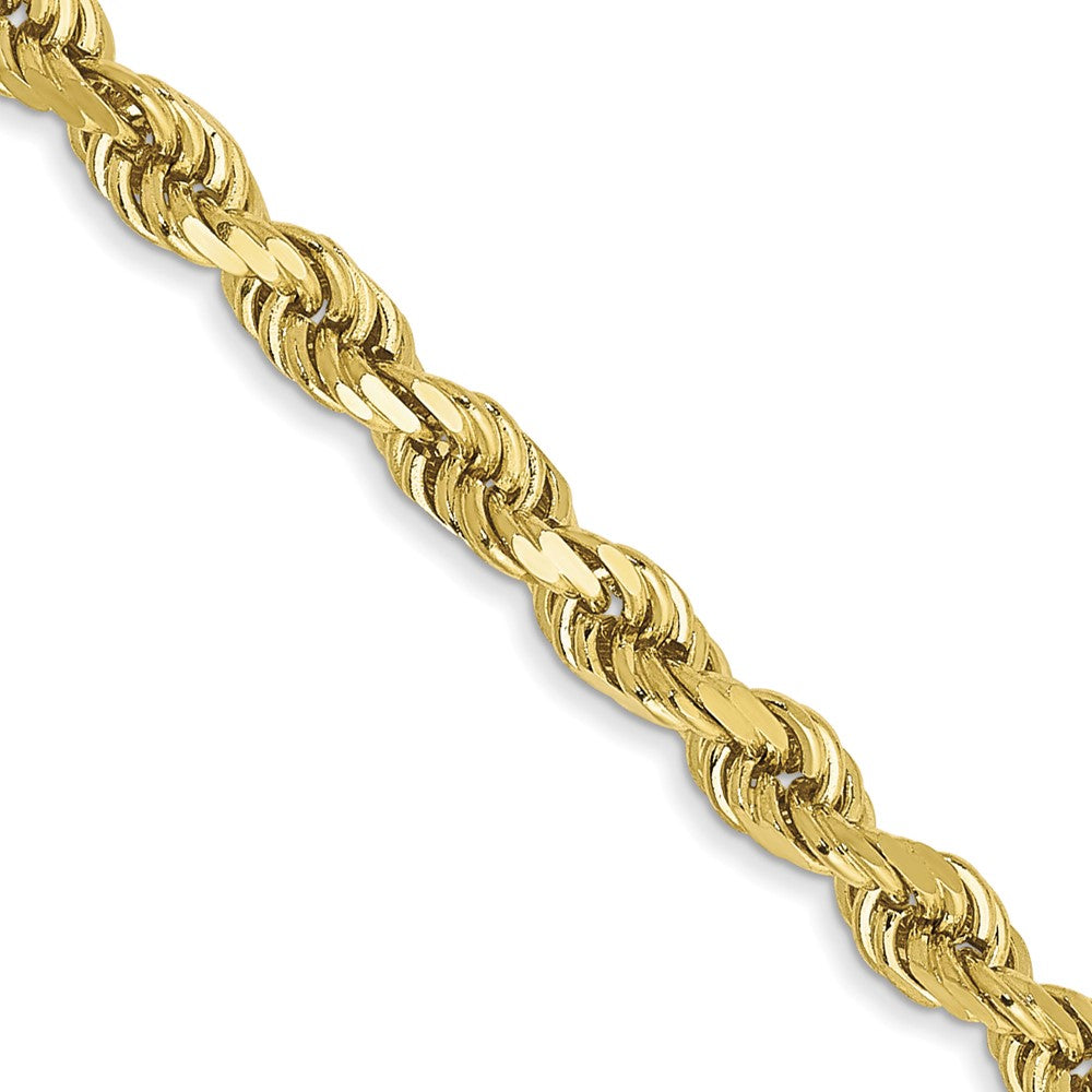 Cadena de Cuerda de Oro Amarillo de 10K de 3 mm con Corte de Diamante y Cierre de Langosta