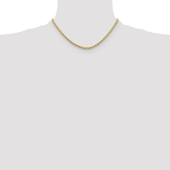 10K Yellow Gold Diamond-Cut Rope Chain – 16 Inches, 3.25 mm with Lobster Clasp