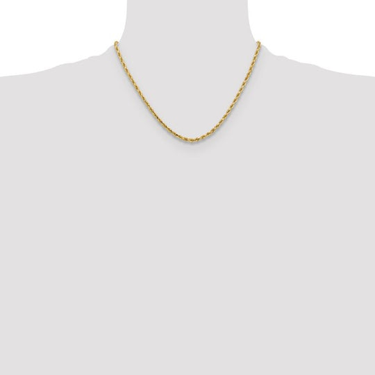 18 Inch 10K Yellow Gold 3.25mm Diamond Cut (D/C) Chain with Lobster Clasp