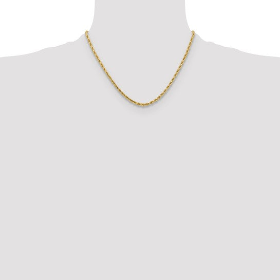 Cadena de Oro Amarillo 10K de 18 Pulgadas y 3.25 mm con Corte de Diamante (D/C) y Cierre de Langosta
