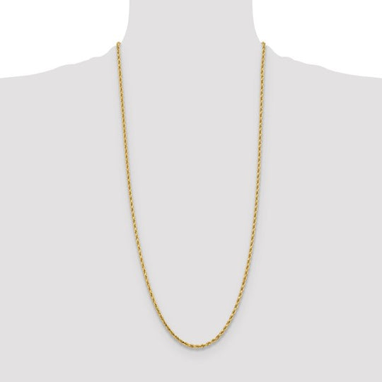 30-Inch 10K Yellow Gold 3.25mm Thick Diamond-Cut Rope Chain with Lobster Clasp