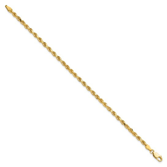 Cadena de Tobillera de Oro Amarillo 10K de 3.25 mm con Corte Diamante tipo Cuerda