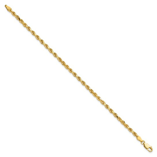 Cadena de Tobillera de Oro Amarillo 10K de 3.25 mm con Corte Diamante tipo Cuerda