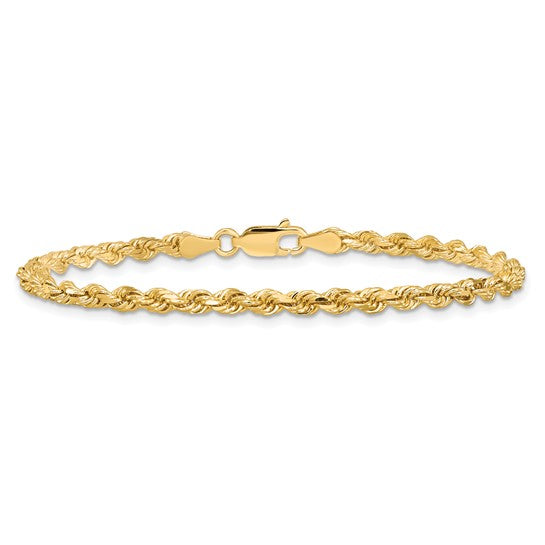Cadena de Tobillera de Oro Amarillo 10K de 3.25 mm con Corte Diamante tipo Cuerda