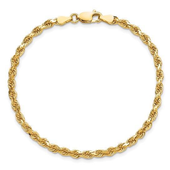Cadena de Tobillera de Oro Amarillo 10K de 3.25 mm con Corte Diamante tipo Cuerda
