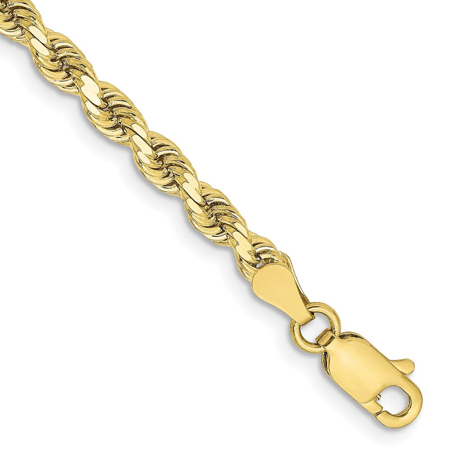 Cadena de Tobillera de Oro Amarillo 10K de 3.25 mm con Corte Diamante tipo Cuerda