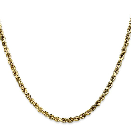 Cadena de Cuerda de Oro Amarillo de 10K de 3.5mm con Corte Diamante