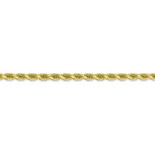 Cadena de Cuerda de 10K Oro Amarillo de 22 Pulgadas y 3.5mm con Cierre de Langosta