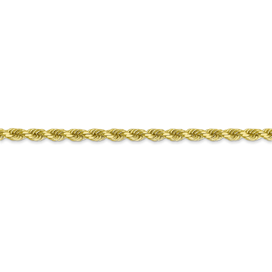 Cadena de Cuerda de 10K Oro Amarillo de 30 Pulgadas y 3.5mm con Cierre de Langosta