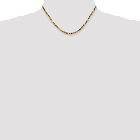 Cadena de Cuerda de Oro Amarillo de 10K de 3.5mm con Corte Diamante