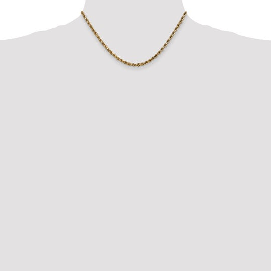 Cadena de Cuerda de Oro Amarillo de 10K de 3.5mm con Corte Diamante