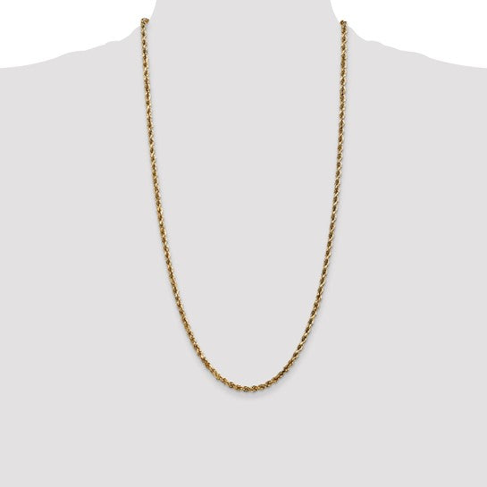 Cadena de Cuello de 10K y 3.5 mm con Diseño de Cuerda y Corte Diamante