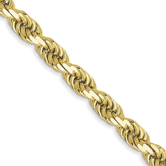 Cadena de Cuerda de 10K Oro Amarillo de 26 Pulgadas y 3.5mm con Cierre de Langosta