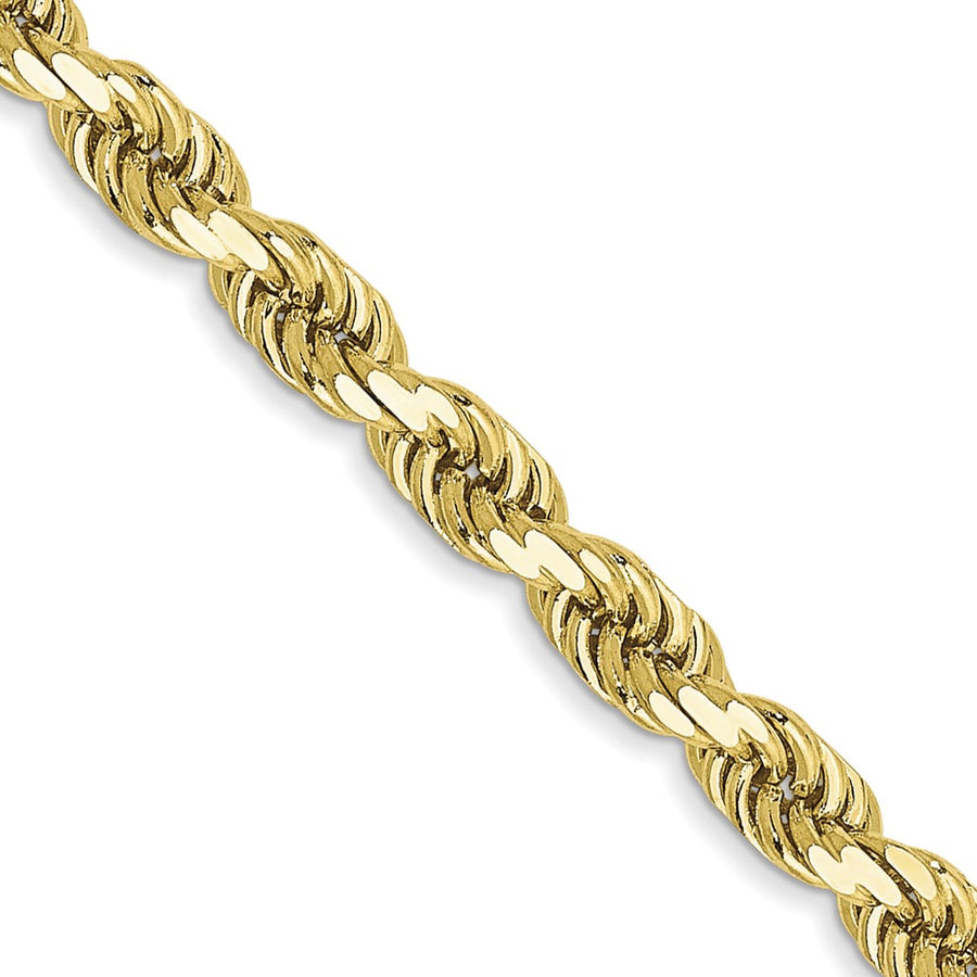 Cadena de Cuerda de Oro Amarillo de 10K de 3.5mm con Corte Diamante