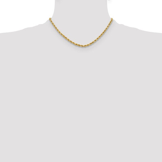 Cadena de Oro Amarillo 10K de 16 Pulgadas, 3.75mm, Rope Diamond-Cut con Cierre de Langosta