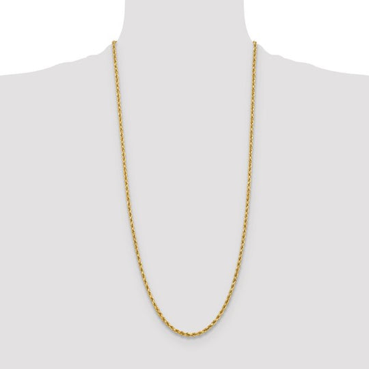 Cadena de Cuerda de Oro Amarillo 10K de 18 Pulgadas y 3.75 mm con Corte de Diamante