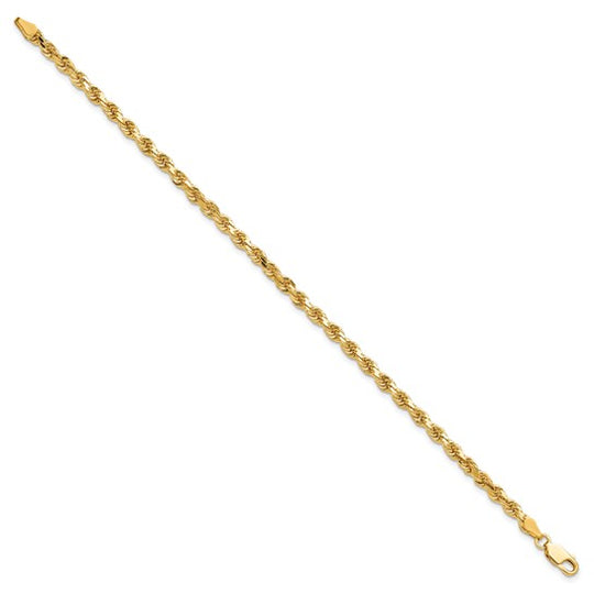 Tobillera Oro Amarillo de 10K de 9 Pulgadas y 3.75mm con Corte Diamante y Cierre de Langosta