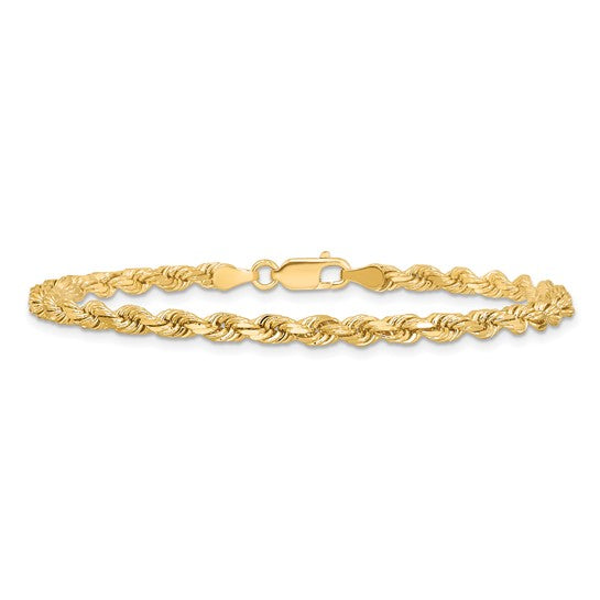 Tobillera Oro Amarillo de 10K de 9 Pulgadas y 3.75mm con Corte Diamante y Cierre de Langosta