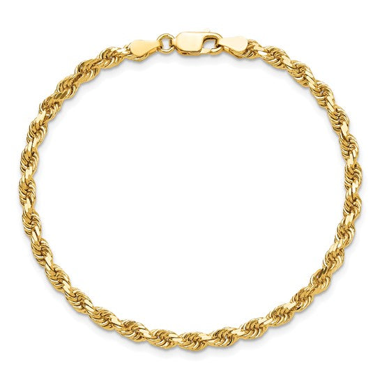 Tobillera Oro Amarillo de 10K de 9 Pulgadas y 3.75mm con Corte Diamante y Cierre de Langosta