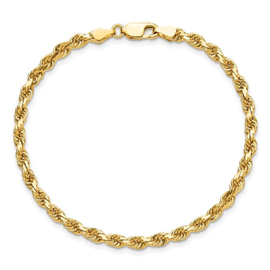 Tobillera Oro Amarillo de 10K de 9 Pulgadas y 3.75mm con Corte Diamante y Cierre de Langosta