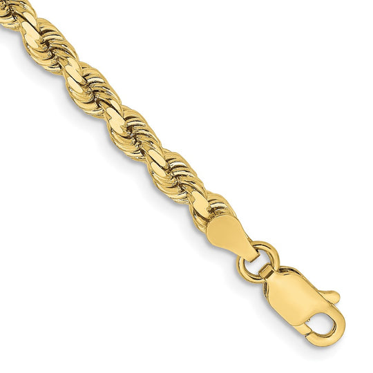 Tobillera Oro Amarillo de 10K de 9 Pulgadas y 3.75mm con Corte Diamante y Cierre de Langosta