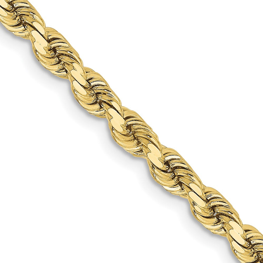  Cadena de Cuerda Corte Diamante en Oro Amarillo de 10K – 3.75 mm, 20 Pulgadas, con Broche Langosta