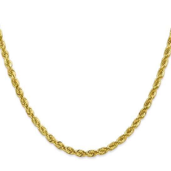 Cadena de Cuerda con Corte Diamante de Oro Amarillo de 10K, 4 mm