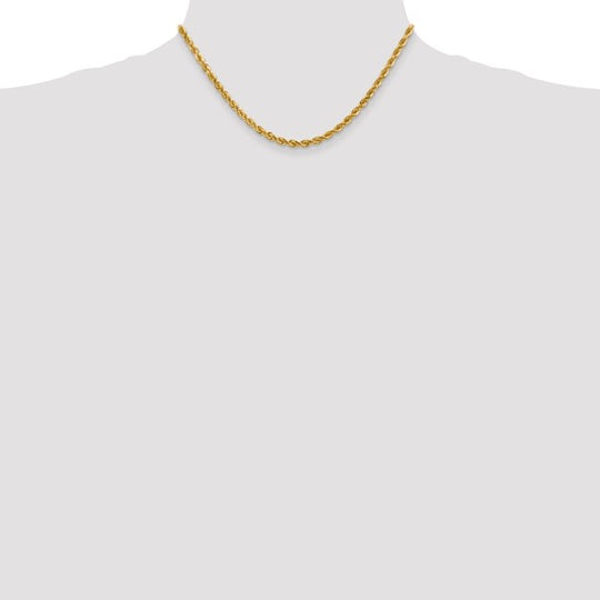 Cadena de Cuerda de Oro Amarillo 10K de 4 mm con Corte Diamante - 16 Pulgadas