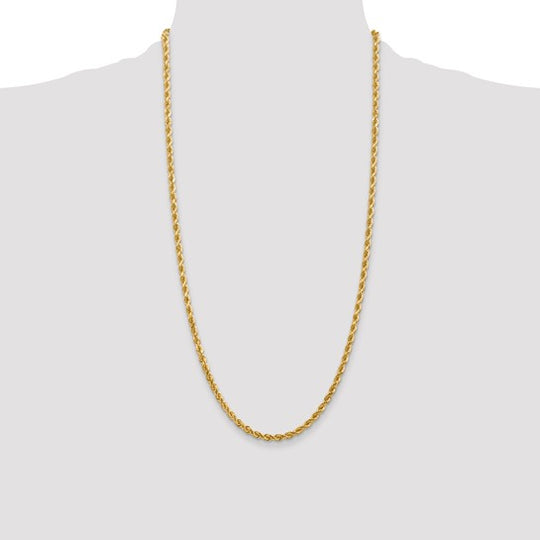Cadena de Cuerda Diamantada 10K Oro Amarillo de 4mm - 28 Pulgadas