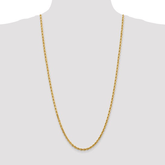 Cadena de Cuerda con Corte Diamante de Oro Amarillo de 10K, 4 mm