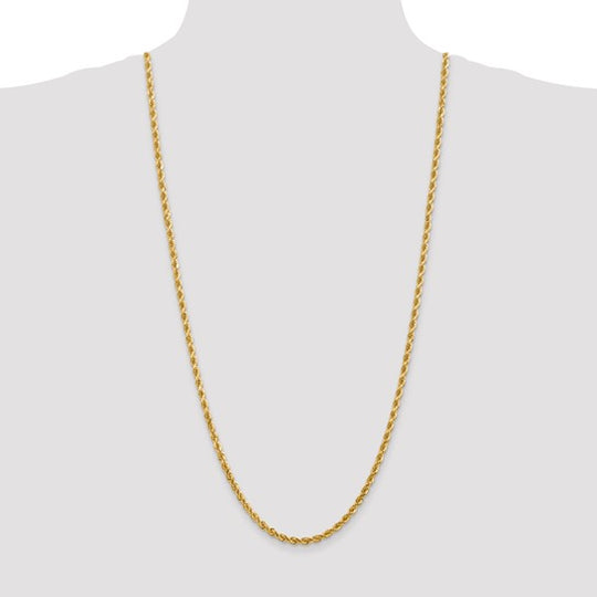 Cadena de Cuerda con Corte Diamante de Oro Amarillo de 10K, 4 mm