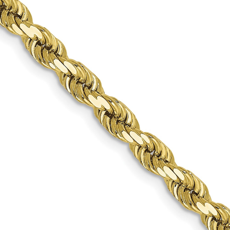 Cadena de Cuerda de Oro Amarillo 10k 18 Pulgadas 4mm con Corte Diamante y Cierre Tipo Langosta
