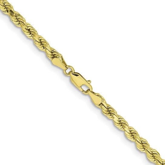 Cadena de Oro Amarillo 10K de 30 Pulgadas y 4.25mm de Grosor Tipo Cuerda con Corte Diamantado y Cierre de Langosta