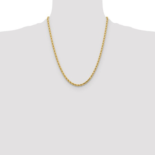 Cadena de Oro Amarillo de 10K – 22 pulgadas, 4.25 mm, Cuerda con Corte Diamante