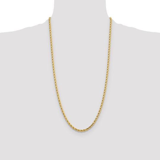Cadena de Cuerda 10K Oro Amarillo de 28 Pulgadas y 4.25mm con Cierre de Langosta