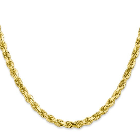 Cadena de Cuerda Diamantada 10K Oro Amarillo de 4.5mm - 26 Pulgadas