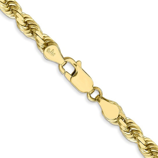 Cadena de Cuerda con Corte Diamante de Oro Amarillo de 10K, 4.5 mm